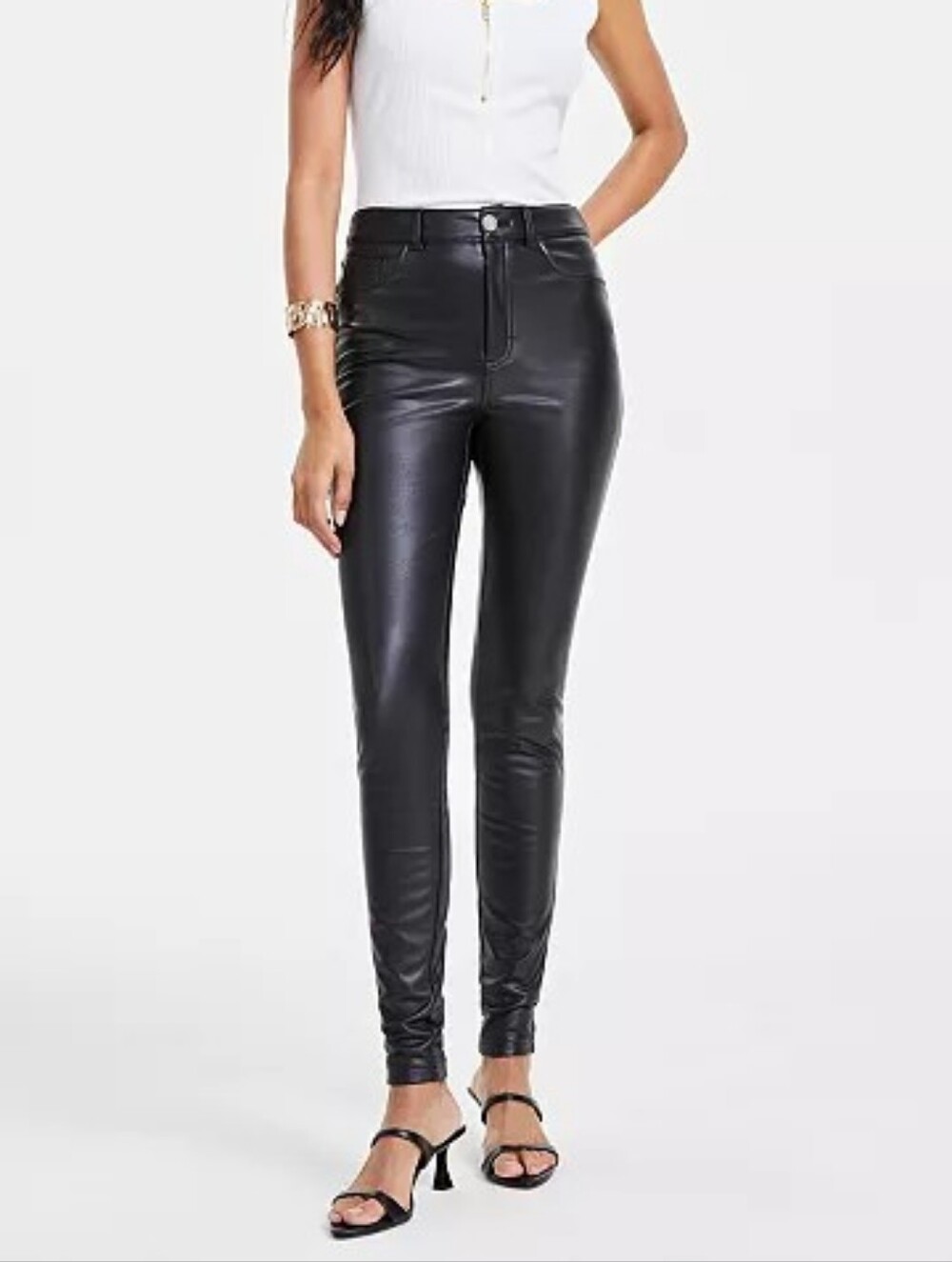 INC International Concepts Plus 18W Faux Leather Skinny Pants Y2K Indie Sleaze